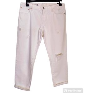NWT Gap White Sexy Boyfriend Distressed  Denim Jeans Size 30